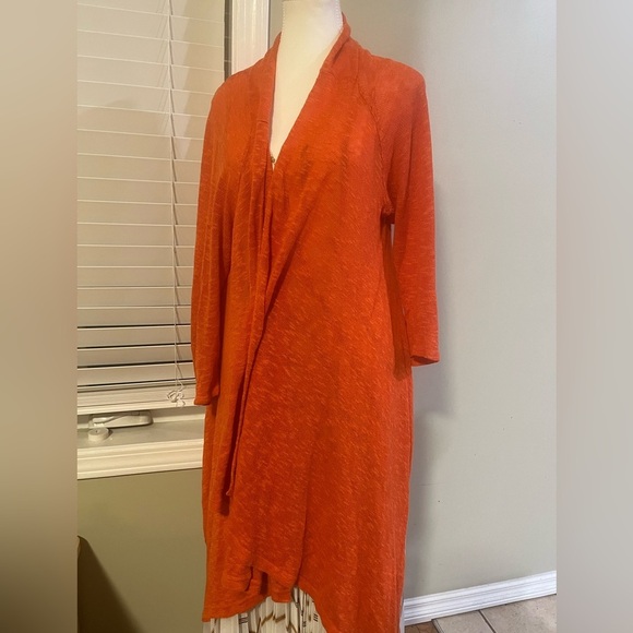 [XL]Jones New York Vibrant Orange Linen Blend Open Knit Cardigan - Picture 1 of 11